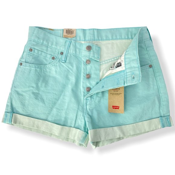 Levi's Mid-Rise Cuffed Mint Green 501 Shorts NWT - Picture 1 of 7